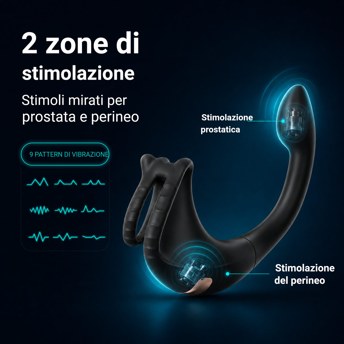 Thinpulse Pro con 2 zone di stimolazione per prostata e perineo, 9 programmi di vibrazione