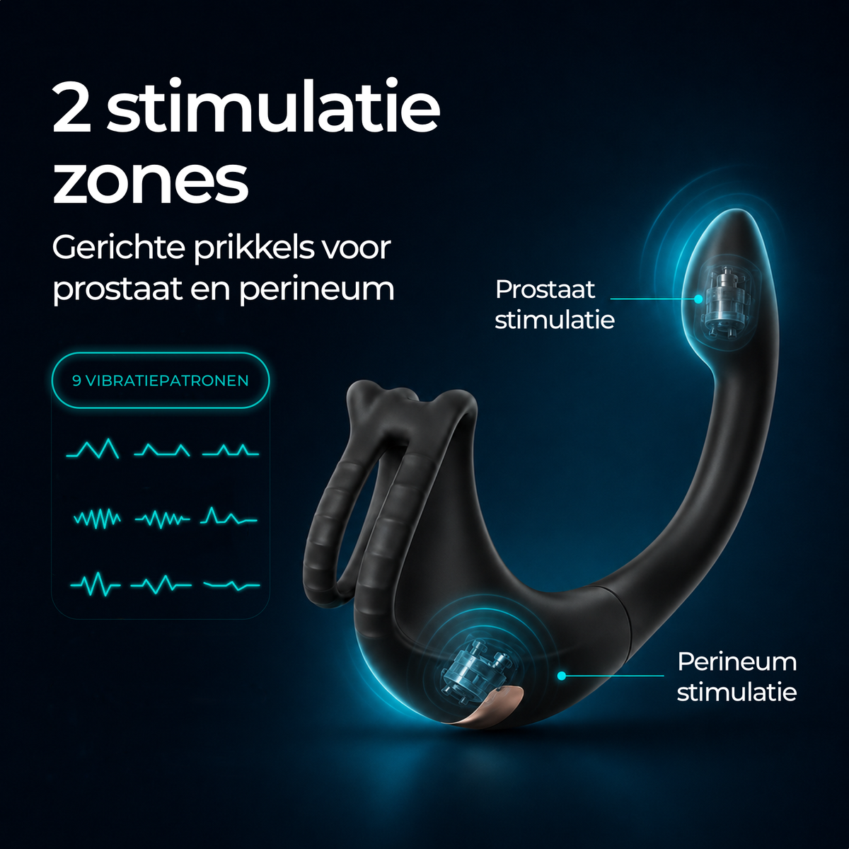 Thinpulse Pro with 2 stimulation zones for prostate and perineum, 9 vibration patterns