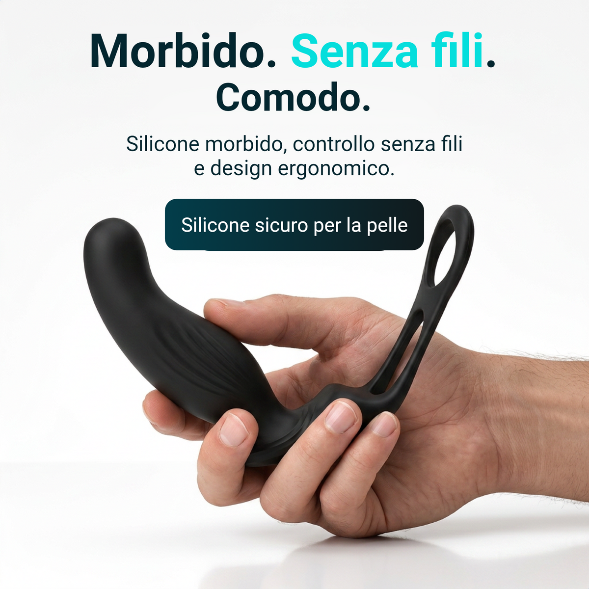 Heatstim Pro in silicone morbido e sicuro per la pelle con controllo senza fili, in una mano