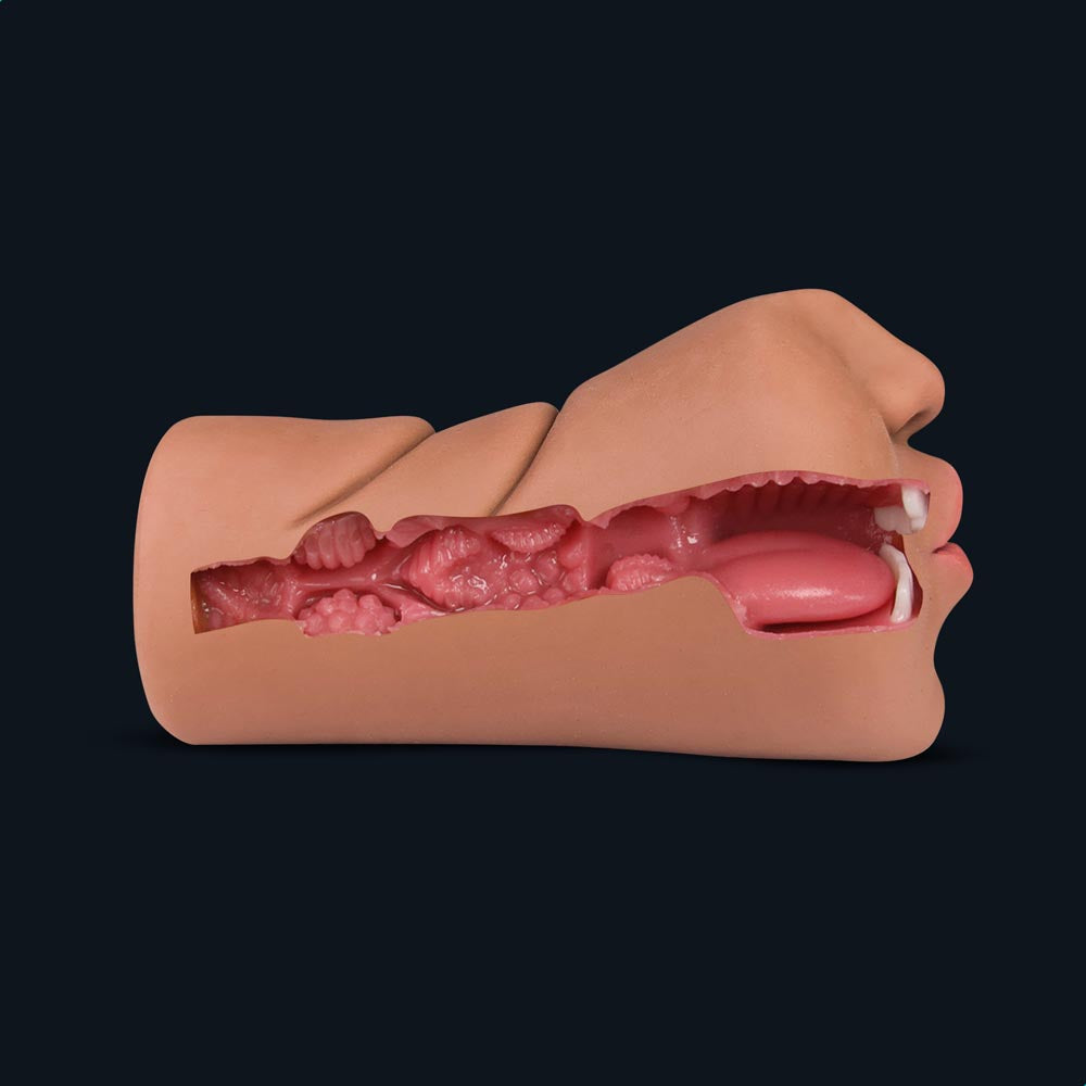 Cross-section of Julia's inside: textured throat channel with ribs, tongue and teeth