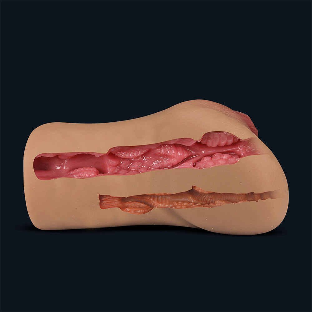 Cross-section of Claire's inside: textured channel with ribs and nubs