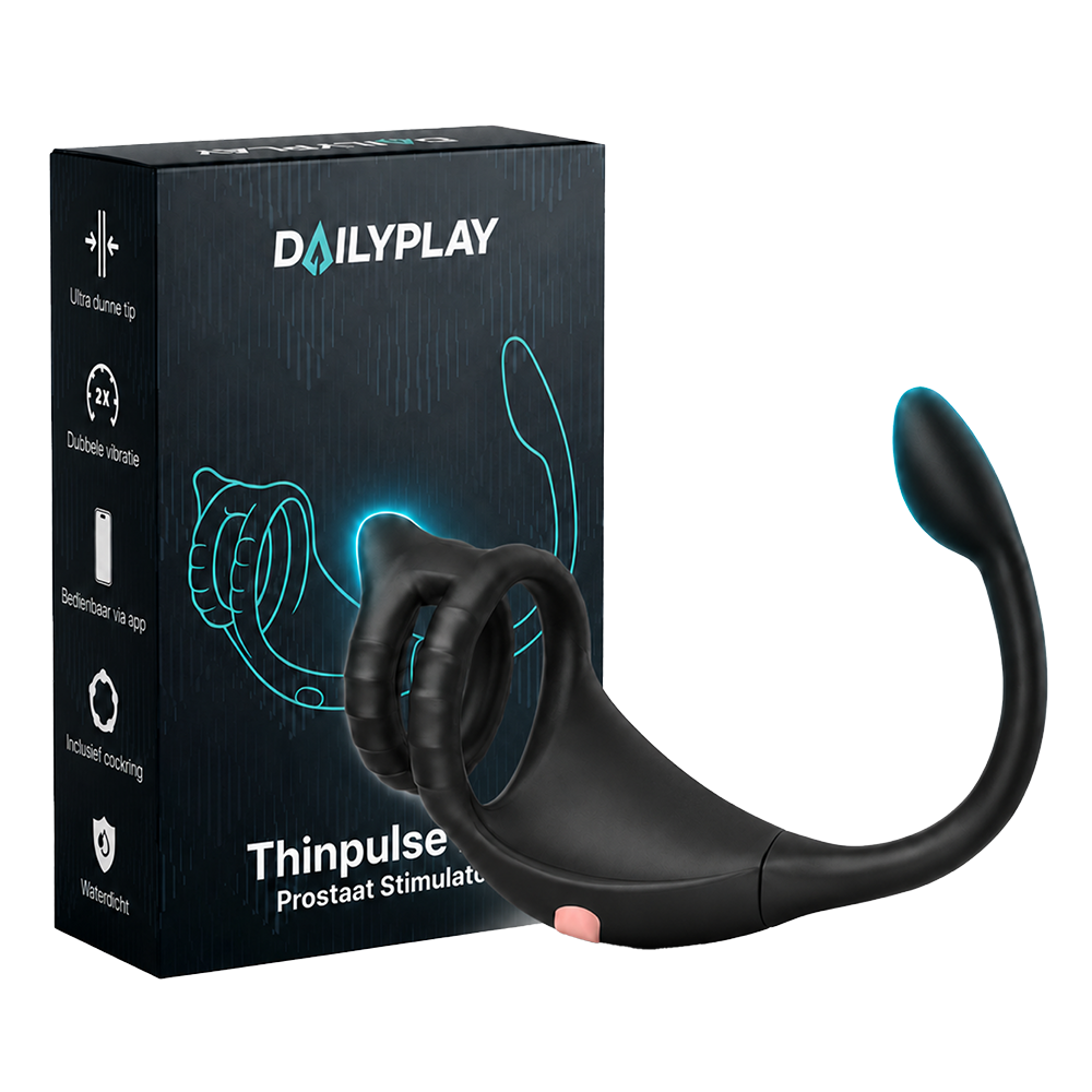 Thinpulse Pro stimolatore prostatico con doppio anello fallico accanto alla confezione Dailyplay