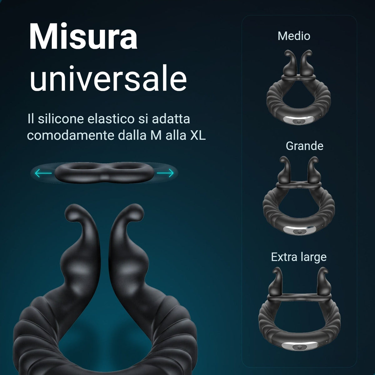 Anello fallico Ultrapulse in silicone elastico, misura universale da M a XL