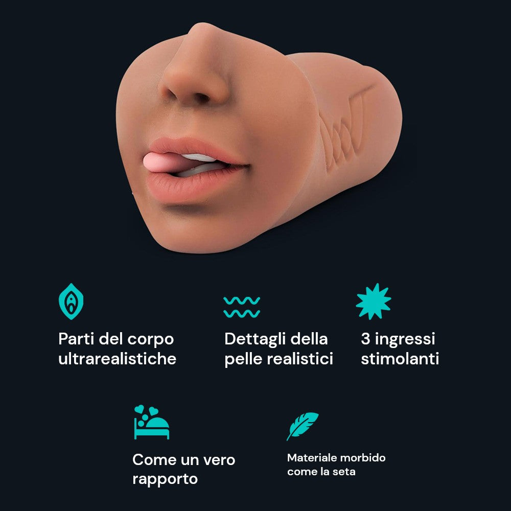 Caratteristiche di Lisa masturbatore: parti del corpo ultra realistiche, dettagli della pelle realistici, 3 ingressi stimolanti, materiale morbido come la seta
